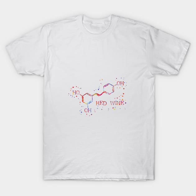 Red wine molecule, T-Shirt by RosaliArt